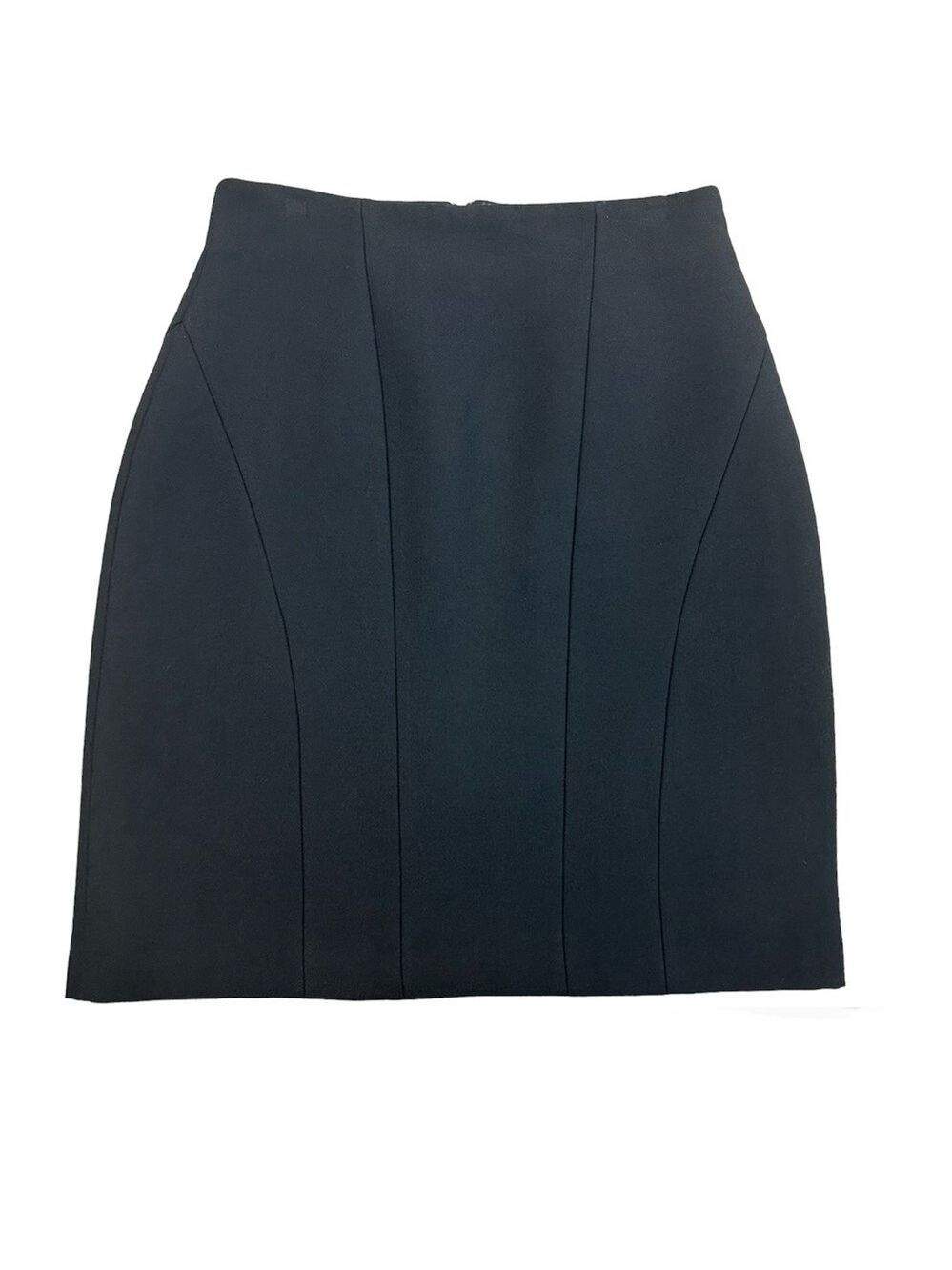 Tara Jarmon black wool stretchy bodycon bandage mini skirt Sz M